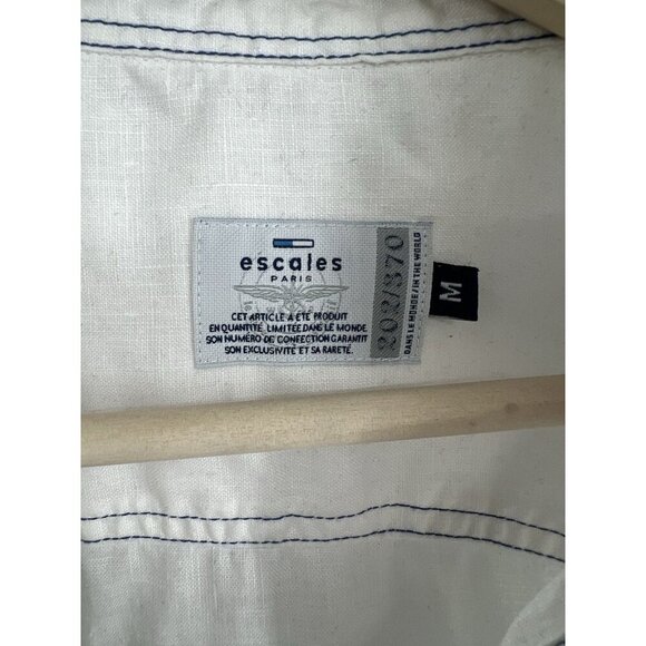 Escales Paris Officier Linen Dress White With Blue Accents Size Medium White - Picture 3 of 5